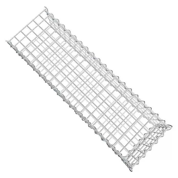 Gabiona Gabione Typ 2 - Zum Anbau in der Länge, 100 x 30 x 20 cm, Stahl, Maschenbreite: 50 mm, Maschenhöhe: 50 mm, Spirale - Leerer, rechteckiger Gabionenkorb aus silbergrauem Metallgeflecht für Steinmauern.