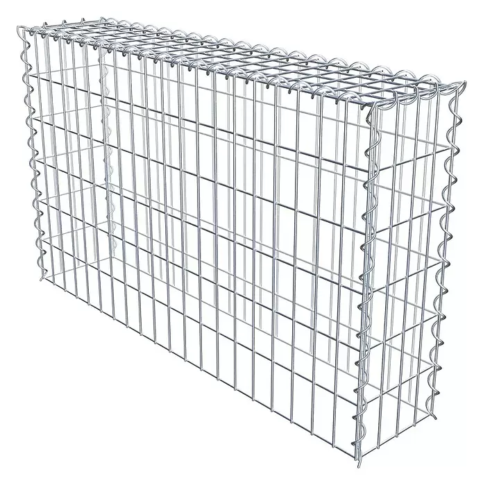 Gabiona Gabione Typ 3 - Zum Anbau in der Höhe, 100 x 20 x 60 cm, Stahl, Maschenbreite: 50 mm, Maschenhöhe: 100 mm - Leerer Gabionenkorb aus silbernem Drahtgeflecht für Landschaftsbau und Stützmauern.