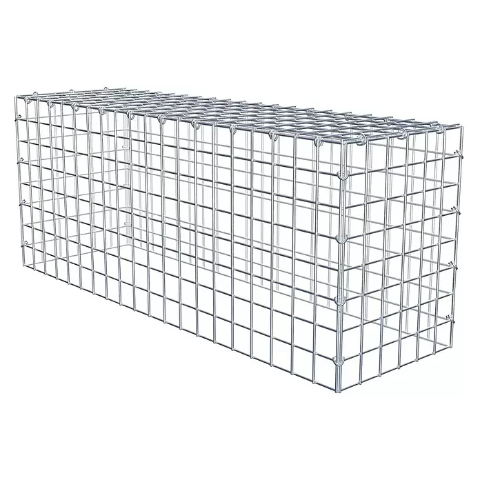 Gabiona Gabione Typ 3 - Zum Anbau in der Höhe, 100 x 30 x 40 cm, Stahl, Maschenbreite: 50 mm, Maschenhöhe: 50 mm, C-Ring - Leerer, rechteckiger Gabionenkorb aus verzinktem Drahtgeflecht.