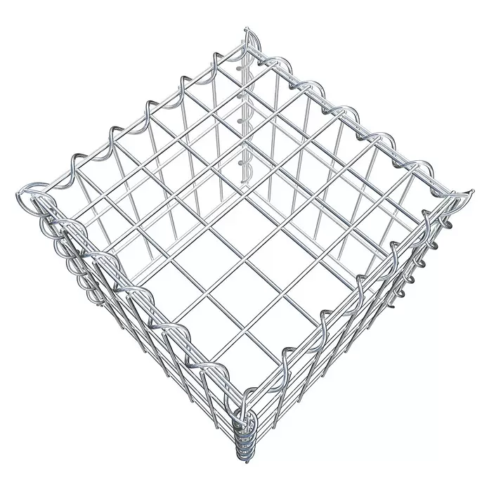 Gabiona Gabione Typ 3 - Zum Anbau in der Höhe, 30 x 30 x 30 cm, Stahl, Maschenbreite: 50 mm, Maschenhöhe: 100 mm, Spirale - Leerer Gabionenkorb aus verzinktem Stahldrahtgeflecht, quadratisch, zur Steinbefüllung.