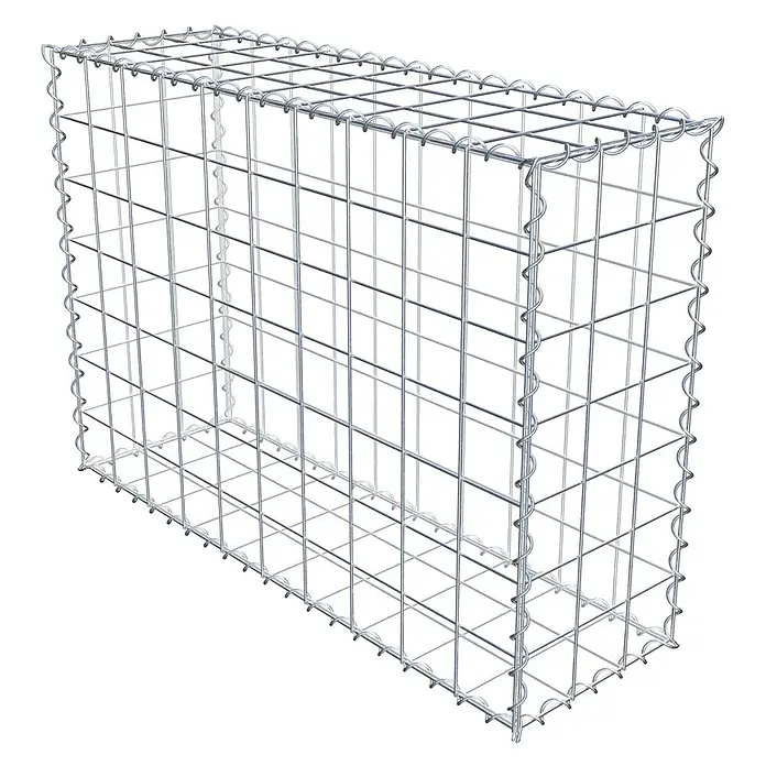 Gabiona Gabione - 100 x 30 x 70 cm, Metall, Maschenbreite: 100 mm, Maschenhöhe: 100 mm - Ein Gabionenkorb aus verzinktem Drahtgeflecht, ideal für den Garten- und Landschaftsbau zur Hangbefestigung oder als dekoratives Element.
