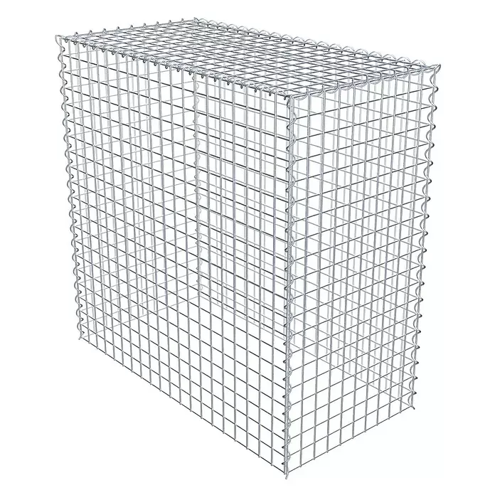 Gabiona Gabione Typ 3 - Zum Anbau in der Höhe, 100 x 50 x 100 cm, Stahl, Maschenbreite: 50 mm, Maschenhöhe: 50 mm, Spirale - Silberfarbener Metall-Gabionenkorb, ein stabiler Drahtgitterbehälter für die Landschaftsgestaltung.