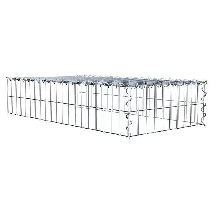 Gabiona Gabione Typ 4 - Zum Anbau in Länge & Höhe, 100 x 50 x 20 cm, Stahl, Maschenbreite: 50 mm, Maschenhöhe: 100 mm, Spirale - Leerer, rechteckiger Gabionenkorb aus verzinktem Stahldrahtgeflecht mit ineinandergreifenden oberen Schlaufen und Spiralverbindern.