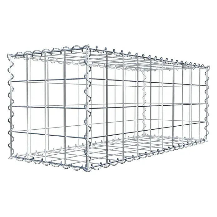 Gabiona Gabione100 x 40 x 40 cm, Metall, Maschenbreite: 100 mm, Maschenhöhe: 100 mm - Die Abbildung zeigt eine Gabione aus Draht, die für den Einsatz im Garten- und Landschaftsbau konzipiert ist. Die Gabione ist leer und bereit für die Befüllung.