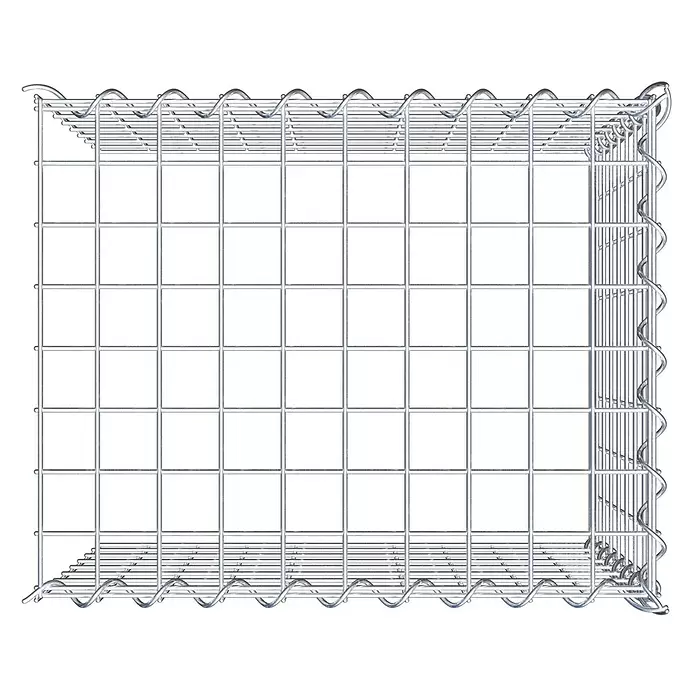 Gabiona Gabione Typ 4 - Zum Anbau in Länge & Höhe, 50 x 40 x 40 cm, Stahl, Maschenbreite: 50 mm, Maschenhöhe: 50 mm, Spirale - Leerer Gabionenkorb aus silbernem verzinktem Stahldrahtgeflecht, bereit zum Befüllen.