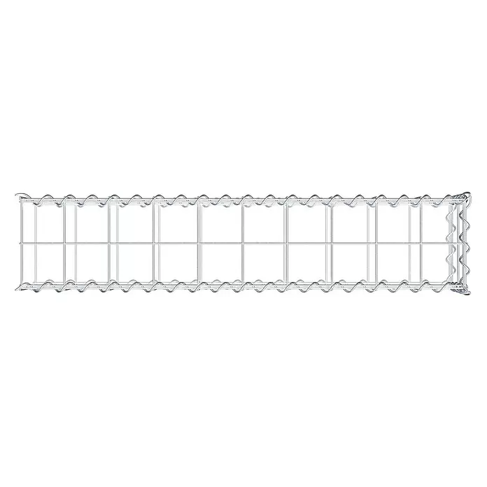Gabiona Gabione Typ 2 - Zum Anbau in der Länge, 100 x 20 x 20 cm, Stahl, Maschenbreite: 100 mm, Maschenhöhe: 100 mm, Spirale - Rechteckiger Gabionenkorb aus silbernem Drahtgeflecht mit Spiralfedern an den Kanten.