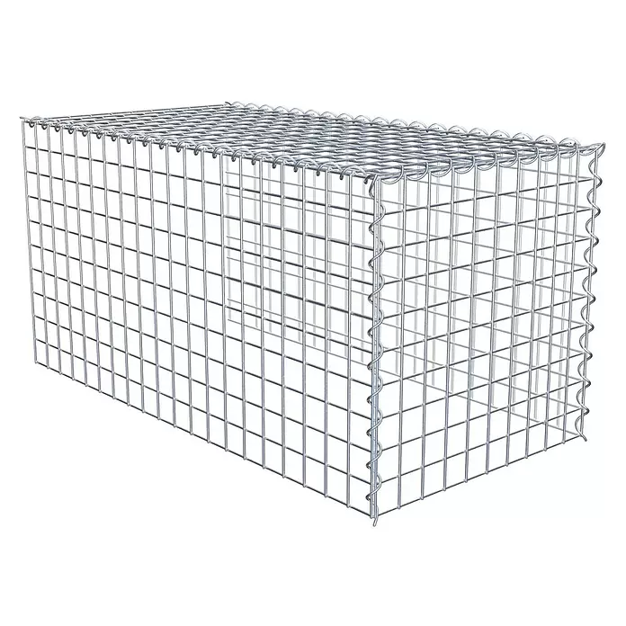 Gabiona Gabione Typ 4 - Zum Anbau in Länge & Höhe, 100 x 50 x 50 cm, Stahl, Maschenbreite: 50 mm, Maschenhöhe: 50 mm, Spirale - Rechteckiger Gabionenkorb aus verzinktem Drahtgeflecht.