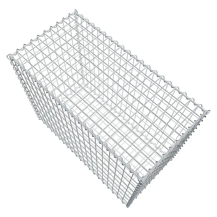 Gabiona Gabione - 100 x 50 x 80 cm, Metall, Maschenbreite: 50 mm, Maschenhöhe: 100 mm - Nahaufnahme eines Gabionenkorbs aus Drahtgeflecht, ideal für Gartenbau und Landschaftsgestaltung, bietet Stabilität und Struktur im Außenbereich.