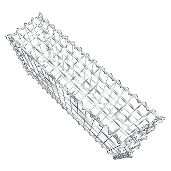 Gabiona Gabione - 80 x 20 x 40 cm, Metall, Maschenbreite: 50 mm, Maschenhöhe: 100 mm - Ansicht eines rechteckigen Gabionenkorbs aus Drahtgeflecht. Ideal für den Garten- und Landschaftsbau, robust und langlebig.
