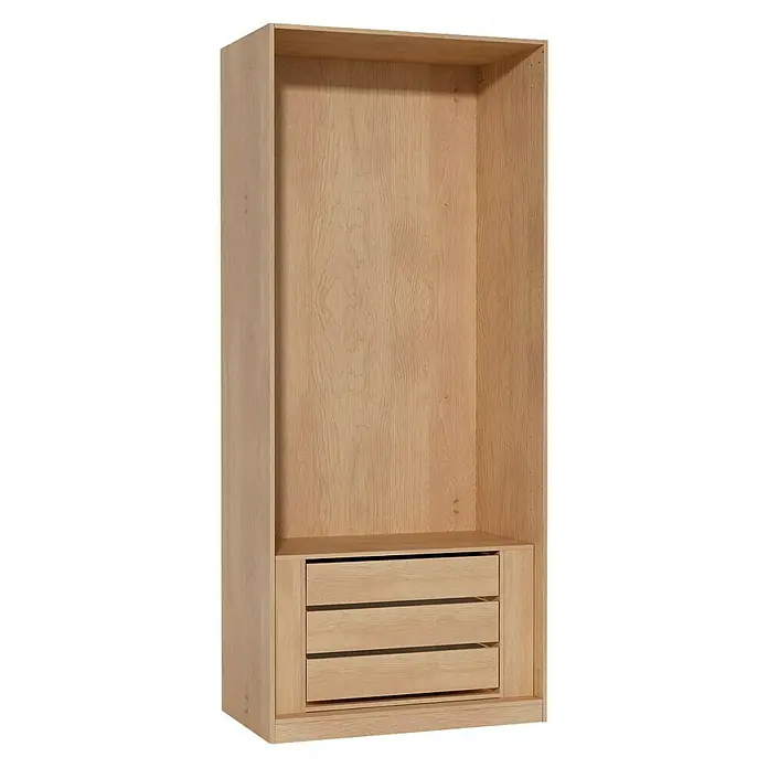 Finsa Módulo de armario con cajones - L x An x Al: 51 x 52,8 x 96,8 cm, Roble - Armario de madera con tres cajones y compartimento abierto. El armario está hecho de madera clara y ofrece mucho espacio.