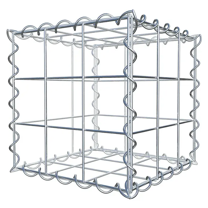 Gabiona Gabione - 30 x 30 x 30 cm, Metall, Maschenbreite: 100 mm, Maschenhöhe: 100 mm - Metallgabione: Ein Drahtwürfel mit spiralförmigen Rändern, der Stabilität und Struktur für verschiedenste Anwendungen im Garten bietet.