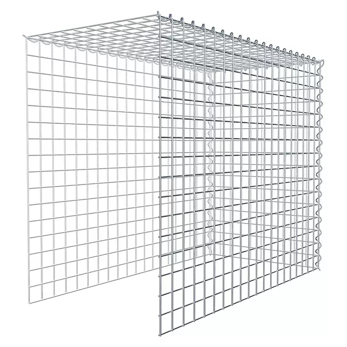 Gabiona Gabione Typ 4 - Zum Anbau in Länge & Höhe, 100 x 50 x 80 cm, Stahl, Maschenbreite: 50 mm, Maschenhöhe: 50 mm, Spirale - Silberner Metall-Gabionenkorb mit Gittergeflecht, offener Behälter für Stützmauern.