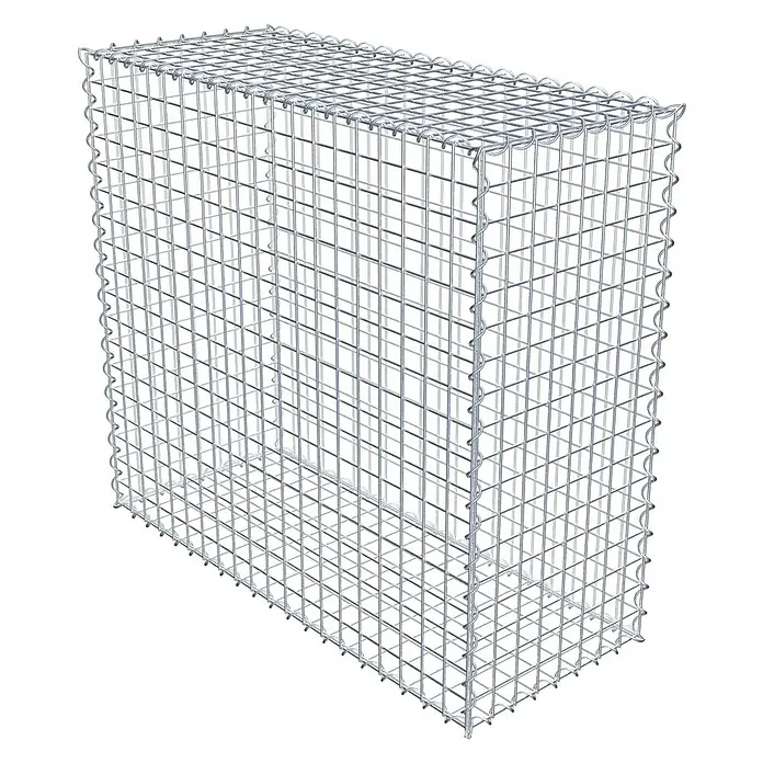 Gabiona Gabione - 100 x 40 x 90 cm, Metall, Maschenbreite: 50 mm, Maschenhöhe: 50 mm - Bild eines Gabionenkörpers aus verzinktem Drahtgeflecht. Der Gabionenkorb ist leer und in einer rechteckigen Form dargestellt.