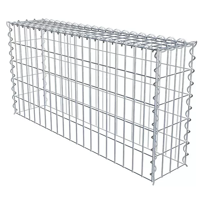 Gabiona Gabione Typ 3 - Zum Anbau in der Höhe, 100 x 20 x 50 cm, Stahl, Maschenbreite: 50 mm, Maschenhöhe: 100 mm, Spirale - Rechteckiger Drahtgitter-Gabionenkorb aus Metall für Landschaftsgestaltung oder Stützmauern.