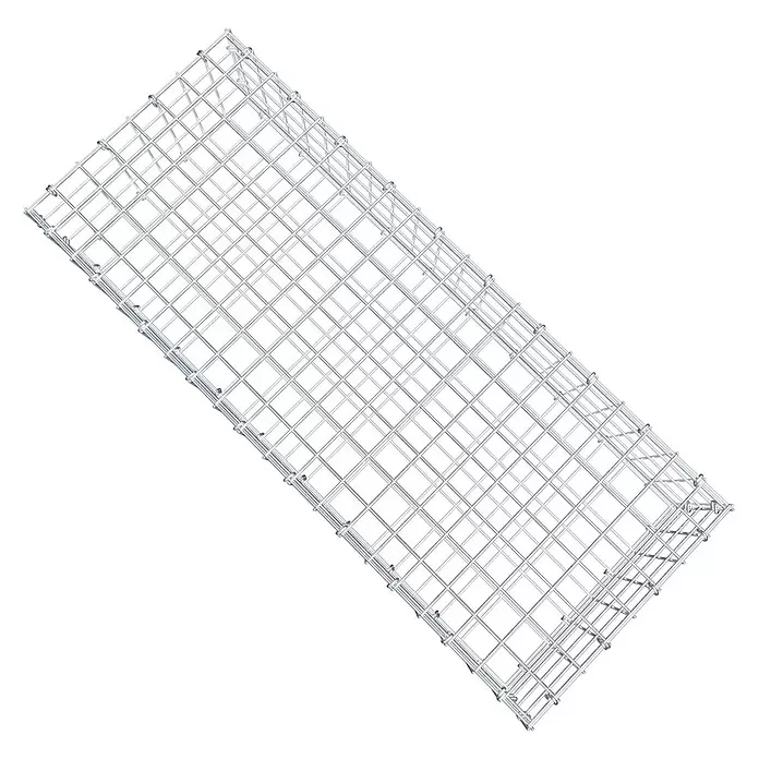 Gabiona Gabione - 100 x 40 x 20 cm, Stahl, Maschenbreite: 50 mm, Maschenhöhe: 50 mm, C-Ring - Silberfarbener, rechteckiger Drahtgitter-Gabionenkorb für Landschaftsgestaltung oder Bauwesen.