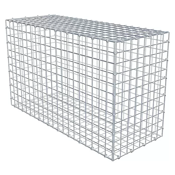 Gabiona Gabione - 100 x 40 x 60 cm, Stahl, Maschenbreite: 50 mm, Maschenhöhe: 50 mm - Leerer rechteckiger Gabionenkorb aus silbergrauem verzinktem Stahldrahtgeflecht.