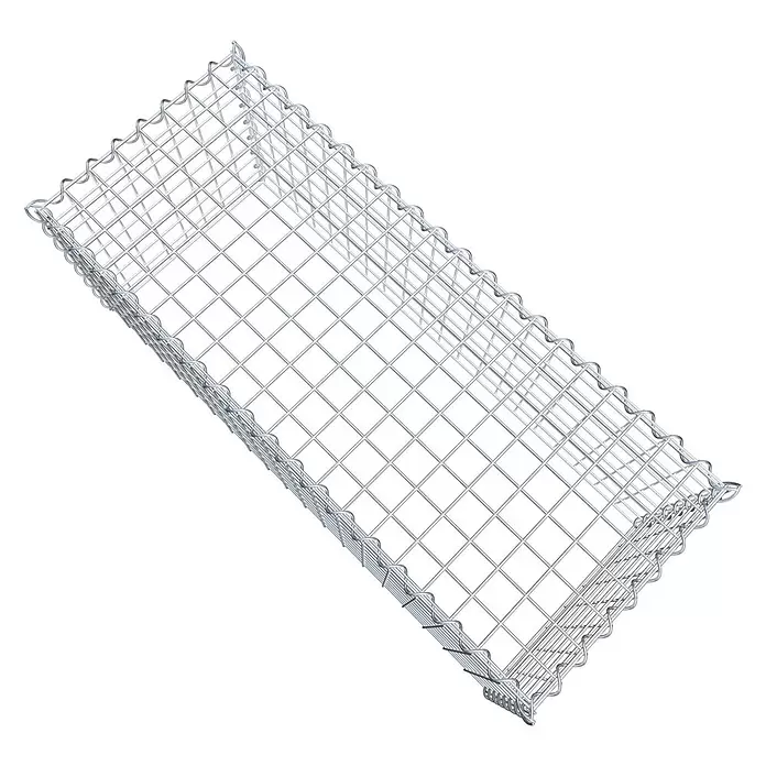 Gabiona Gabione Typ 3 - Zum Anbau in der Höhe, 100 x 40 x 40 cm, Stahl, Maschenbreite: 50 mm, Maschenhöhe: 50 mm, Spirale - Rechteckiger silberner Drahtgitter-Gabionenkorb, leer.
