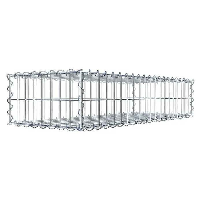 Gabiona Gabione - 100 x 40 x 20 cm, Metall, Maschenbreite: 50 mm, Maschenhöhe: 100 mm - Das Bild zeigt einen Gabionenkorb aus verzinktem Stahl. Ideal für Gartenbau, Landschaftsgestaltung und zur Hangbefestigung im Außenbereich.