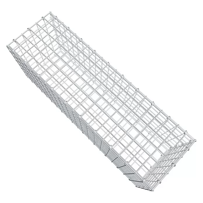 Gabiona Gabione - 100 x 30 x 40 cm, Stahl, Maschenbreite: 50 mm, Maschenhöhe: 50 mm - Rechteckiger Gabionenkorb aus silbernem Drahtgeflecht.