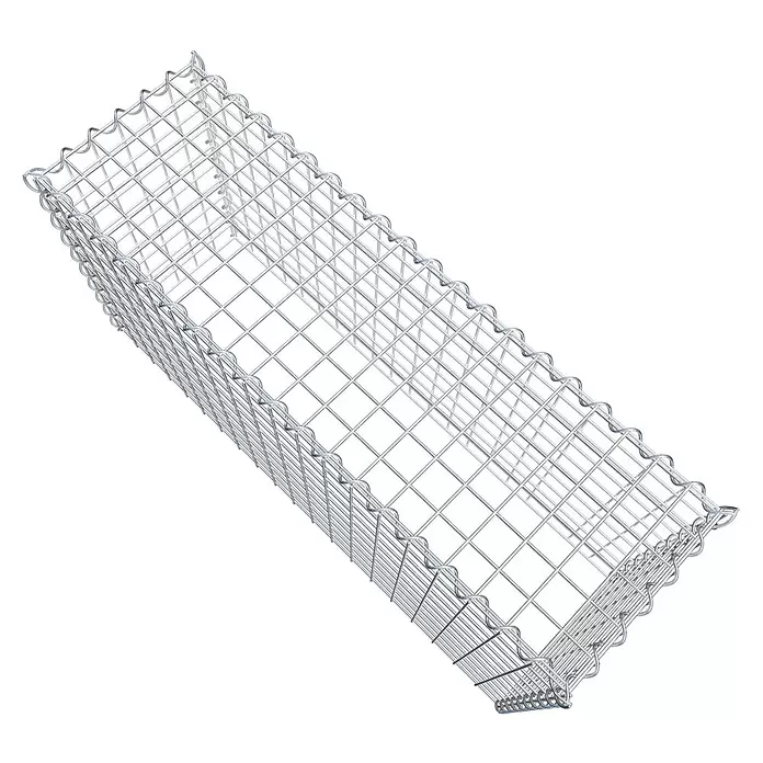 Gabiona Gabione Typ 3 - Zum Anbau in der Höhe, 100 x 30 x 50 cm, Stahl, Maschenbreite: 50 mm, Maschenhöhe: 50 mm, Spirale - Rechteckiger silberner Gabionenkorb aus Metallgitter, bereit zum Befüllen.