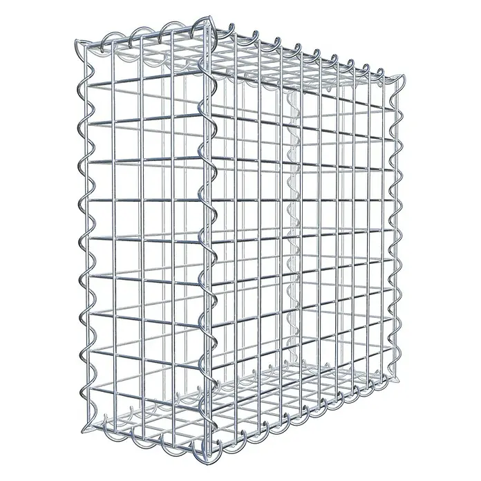 Gabiona Gabione - 50 x 20 x 50 cm, Metall, Maschenbreite: 50 mm, Maschenhöhe: 50 mm - Bild eines Gabionenkäfigs aus verzinktem Draht, ideal für Gartenbau und Landschaftsgestaltung. Robuste Bauweise für vielfältige Anwendungen.