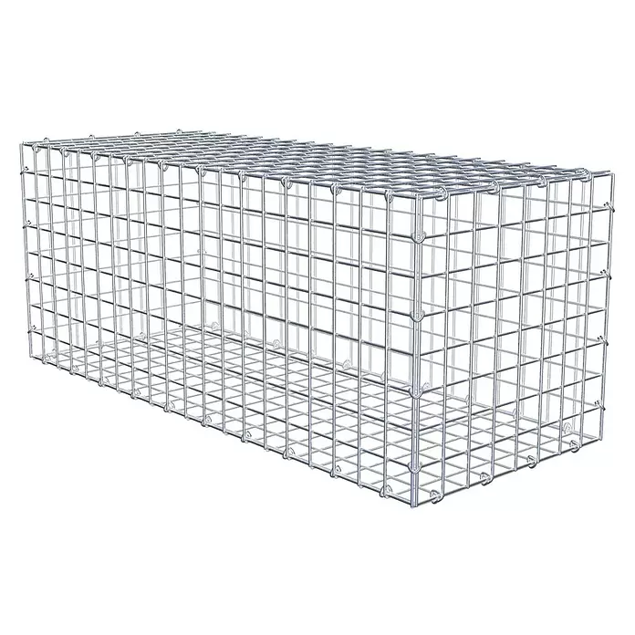 Gabiona Gabione - 100 x 40 x 40 cm, Stahl, Maschenbreite: 50 mm, Maschenhöhe: 50 mm - Rechteckiger, silberfarbener Gabionenkorb aus Metallgitter.