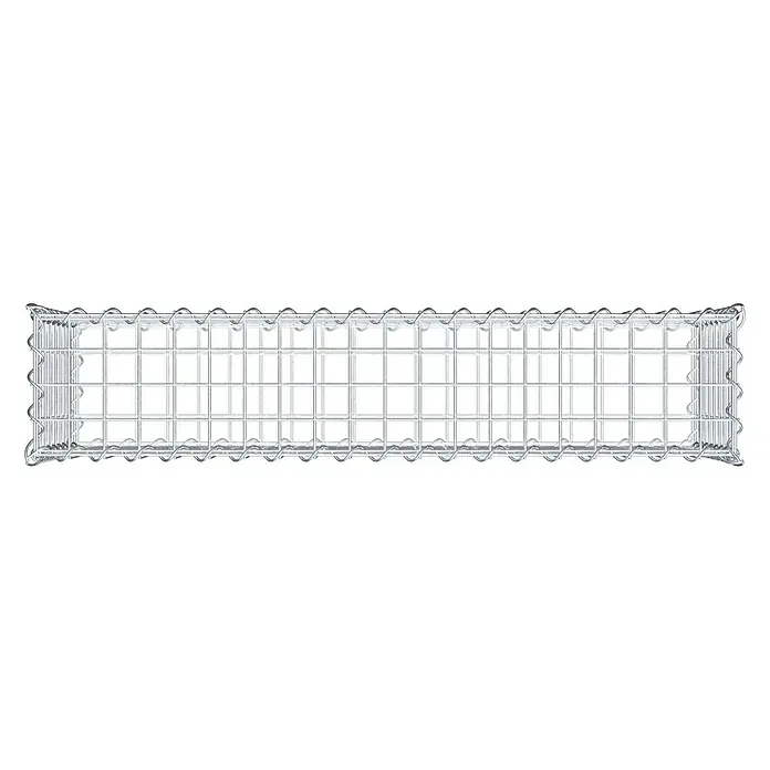 Gabiona Gabione - 100 x 20 x 40 cm, Metall, Maschenbreite: 50 mm, Maschenhöhe: 50 mm - Bild einer Gabione, einem Drahtgitterkorb, der mit Steinen oder anderen Materialien gefüllt wird, um Stützmauern oder dekorative Elemente zu schaffen.