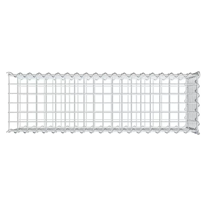 Gabiona Gabione Typ 2 - Zum Anbau in der Länge, 100 x 30 x 40 cm, Stahl, Maschenbreite: 50 mm, Maschenhöhe: 50 mm, Spirale - Rechteckiger Gabionenkorb aus silbernem verzinktem Drahtgeflecht.