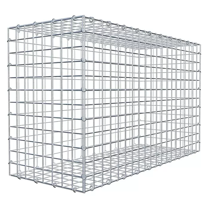 Gabiona Gabione - 100 x 40 x 60 cm, Stahl, Maschenbreite: 50 mm, Maschenhöhe: 50 mm - Silberner Drahtgitter-Gabionenkorb, rechteckig und leer, für Landschaftsbau oder Bau.