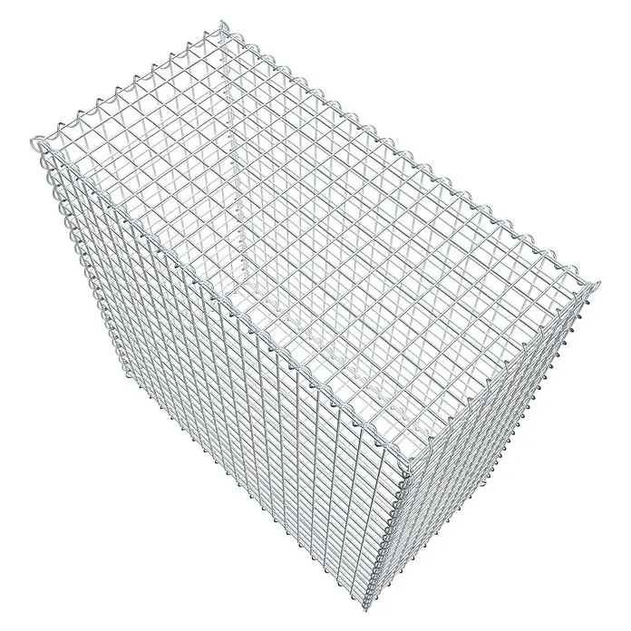 Gabiona Gabione - 100 x 50 x 100 cm, Metall, Maschenbreite: 50 mm, Maschenhöhe: 50 mm - Draufsicht eines Gabionenkorbs aus Drahtgitter, ideal für Garten- und Landschaftsbau, bietet Stabilität und natürliche Optik für jedes Projekt.