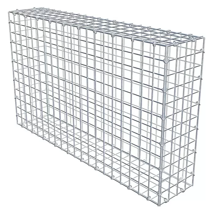 Gabiona Gabione - 100 x 20 x 60 cm, Stahl, Maschenbreite: 50 mm, Maschenhöhe: 50 mm, C-Ring - Silberner rechteckiger Gabionenkorb aus verzinktem Drahtgeflecht, für Landschaftsbau und Bauwesen.