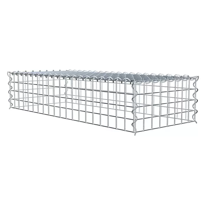 Gabiona Gabione Typ 3 - Zum Anbau in der Höhe, 100 x 40 x 20 cm, Stahl, Maschenbreite: 50 mm, Maschenhöhe: 50 mm, Spirale - Verzinkter Drahtgeflecht-Gabionenkäfig.