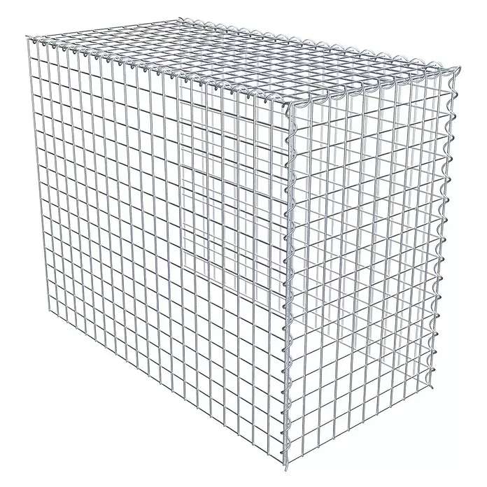 Gabiona Gabione Typ 4 - Zum Anbau in Länge & Höhe, 100 x 50 x 80 cm, Stahl, Maschenbreite: 50 mm, Maschenhöhe: 50 mm, Spirale - Ein leerer, rechteckiger Gabionen-Drahtkorb aus verzinktem Stahlgeflecht.