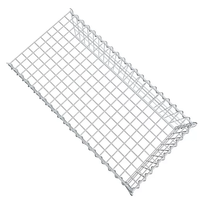 Gabiona Gabione Typ 4 - Zum Anbau in Länge & Höhe, 100 x 50 x 30 cm, Stahl, Maschenbreite: 50 mm, Maschenhöhe: 100 mm, Spirale - Rechteckiges silbernes verzinktes Drahtgeflecht für Gabionen, mit quadratischem Gittermuster und spiralförmig gebundenen Kanten.