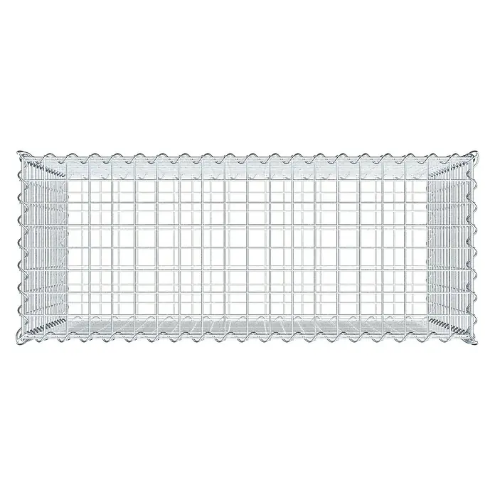 Gabiona Gabione - 100 x 40 x 70 cm, Metall, Maschenbreite: 50 mm, Maschenhöhe: 50 mm - Draufsicht auf eine Gabione, einen Drahtkäfig zur Befüllung mit Steinen, ideal für den Garten- und Landschaftsbau.