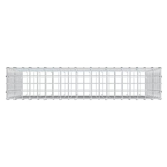 Gabiona Gabione - 100 x 20 x 70 cm, Stahl, Maschenbreite: 50 mm, Maschenhöhe: 50 mm, C-Ring - Rechteckiger silberner Drahtgitterkäfig.