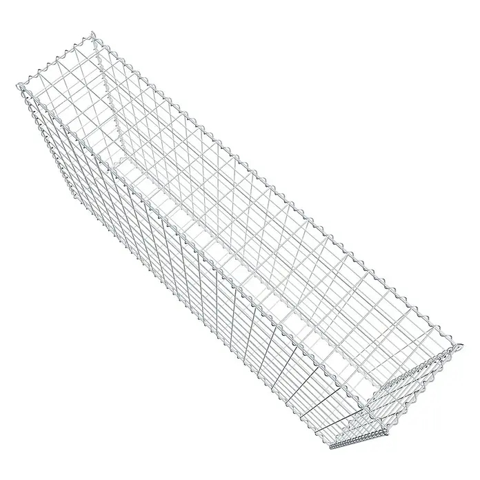 Gabiona Gabione - 200 x 40 x 100 cm, Metall, Maschenbreite: 100 mm, Maschenhöhe: 100 mm - Draufsicht auf einen Gabionenkorb aus Drahtgeflecht, der für den Bau von Stützmauern oder dekorativen Elementen verwendet wird.