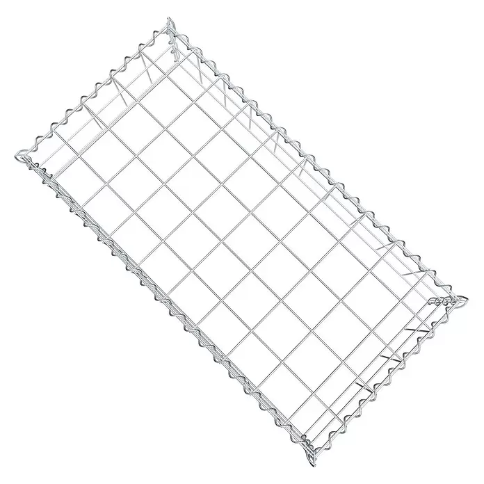 Gabiona Gabione Typ 3 - Zum Anbau in der Höhe, 100 x 50 x 20 cm, Stahl, Maschenbreite: 100 mm, Maschenhöhe: 100 mm, Spirale - Rechteckiger Gabionenkorb aus silbernem Drahtgeflecht mit Spiralverbindern.