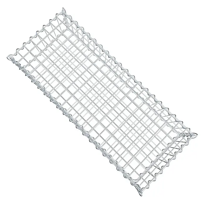 Gabiona Gabione - 100 x 40 x 20 cm, Metall, Maschenbreite: 50 mm, Maschenhöhe: 100 mm - Nahaufnahme eines rechteckigen Drahtgeflechts mit gewellten Kanten, das für verschiedene Anwendungen geeignet ist.