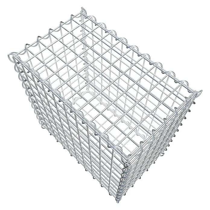 Gabiona Gabione - 50 x 30 x 50 cm, Metall, Maschenbreite: 50 mm, Maschenhöhe: 50 mm - Ein Gabionen-Drahtkorb zur Verwendung im Garten- und Landschaftsbau. Er ist leer und bereit zur Befüllung mit Steinen oder anderen Materialien.