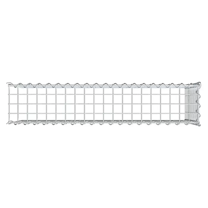 Gabiona Gabione Typ 4 - Zum Anbau in Länge & Höhe, 100 x 20 x 50 cm, Stahl, Maschenbreite: 50 mm, Maschenhöhe: 50 mm, Spirale - Silberner, rechteckiger Gabionenkorb aus Drahtgeflecht.