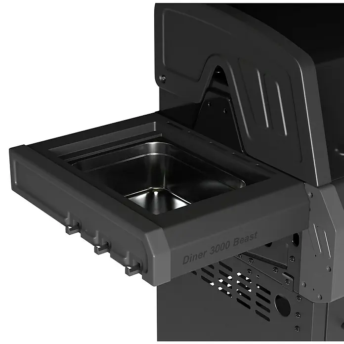 Kingstone Gasgrill Diner 3000 Beast - Grillfläche (B x T): 63,7 x 43 cm, 10,5 kW, Anzahl Brenner: 3 Stk. - Nahaufnahme des "Diner 3000 Beast" Grills, der professionelles Grillen verspricht.
