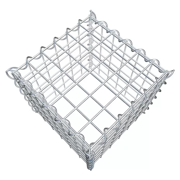 Gabiona Gabione Typ 3 - Zum Anbau in der Höhe, 30 x 30 x 30 cm, Stahl, Maschenbreite: 50 mm, Maschenhöhe: 50 mm, Spirale - Leerer Gabionenkorb aus verzinktem Stahldrahtgeflecht.