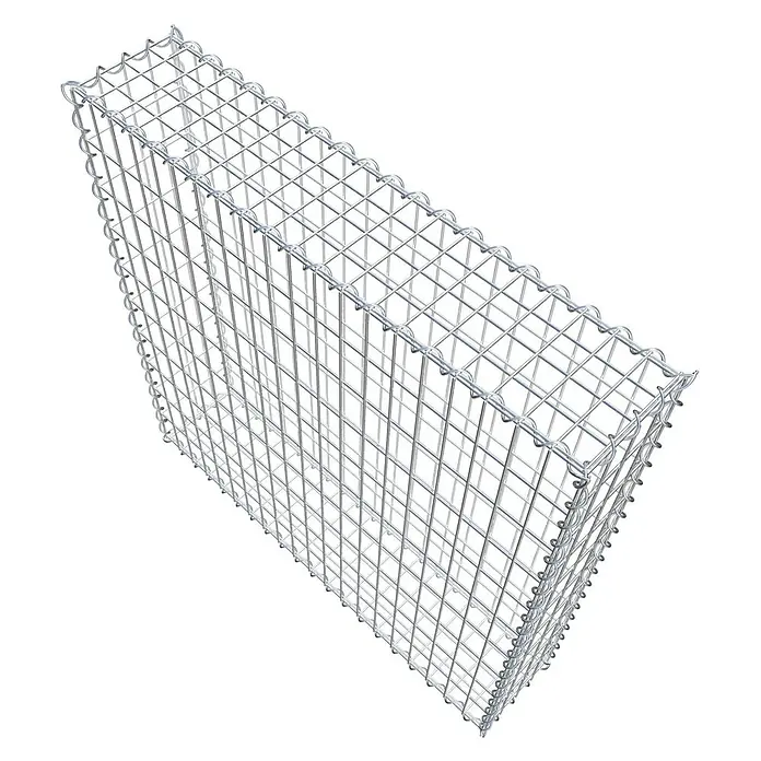 Gabiona Gabione - 100 x 20 x 100 cm, Metall, Maschenbreite: 50 mm, Maschenhöhe: 100 mm - Nahaufnahme eines Gabionenkorbs, der aus einem stabilen Drahtgitter gefertigt ist, ideal für Gartenbau und Landschaftsgestaltung.