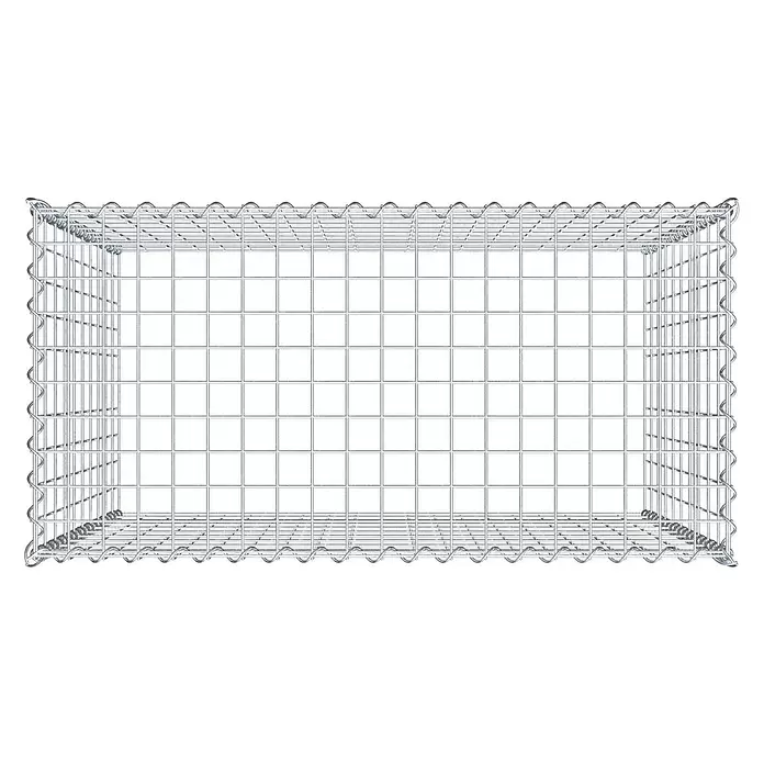 Gabiona Gabione Typ 3 - Zum Anbau in der Höhe, 100 x 50 x 100 cm, Stahl, Maschenbreite: 50 mm, Maschenhöhe: 100 mm, Spirale - Leerer, rechteckiger Gabionenkorb aus verzinktem Drahtgeflecht.