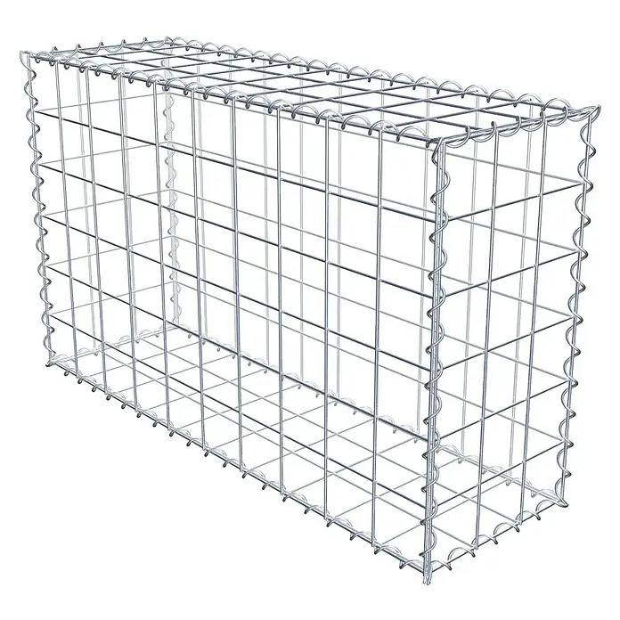 Gabiona Gabione100 x 30 x 60 cm, Metall, Maschenbreite: 100 mm, Maschenhöhe: 100 mm - Bild einer Gabione, einem Drahtkorb für Steine, der zur Uferbefestigung oder als dekoratives Element im Gartenbau eingesetzt wird.