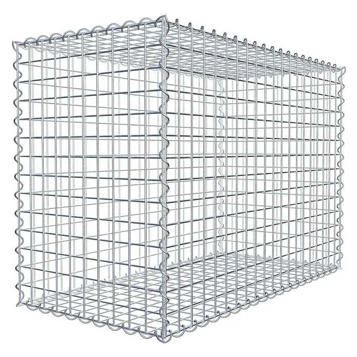 Gabiona Gabione - 100 x 50 x 70 cm, Metall, Maschenbreite: 50 mm, Maschenhöhe: 50 mm - Draufsicht auf einen Gabionenkorb aus verzinktem Draht, der Stabilität und Struktur für Landschaftsbau und Bauprojekte bietet.