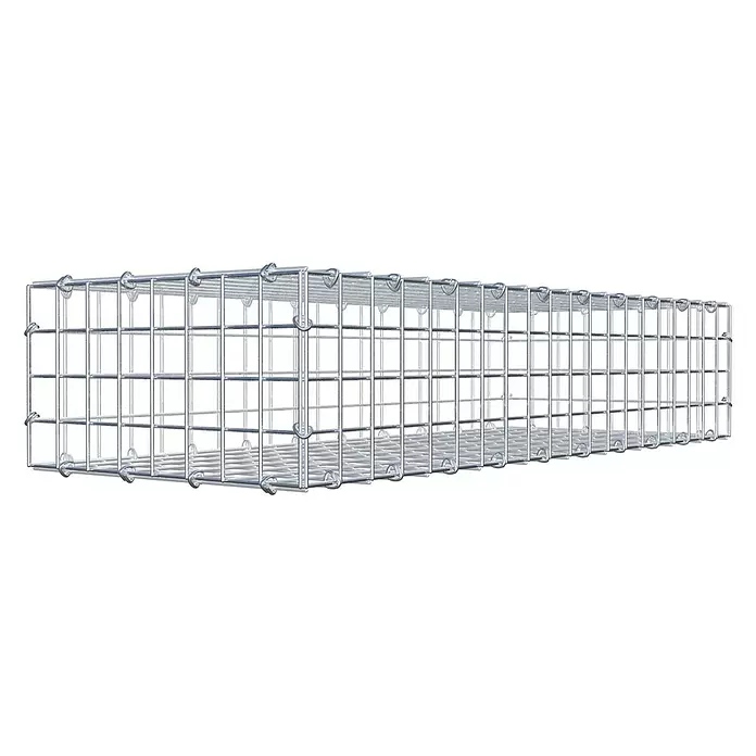 Gabiona Gabione - 100 x 40 x 20 cm, Stahl, Maschenbreite: 50 mm, Maschenhöhe: 50 mm, C-Ring - Leerer Gabionenkorb aus silbernem Drahtgeflecht.