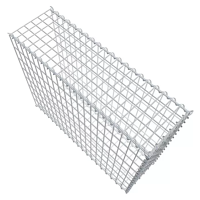 Gabiona Gabione Typ 2 - Zum Anbau in der Länge, 100 x 30 x 80 cm, Stahl, Maschenbreite: 50 mm, Maschenhöhe: 100 mm, Spirale - Silberner Drahtgitter-Gabionenkorb, leer.