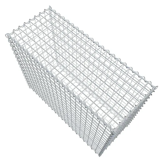 Gabiona Gabione - 100 x 40 x 80 cm, Metall, Maschenbreite: 50 mm, Maschenhöhe: 50 mm - Draufsicht eines Gabionenkorbs aus verzinktem Draht. Das Produkt ist leer und bereit zur Befüllung mit Steinen oder anderen Materialien.